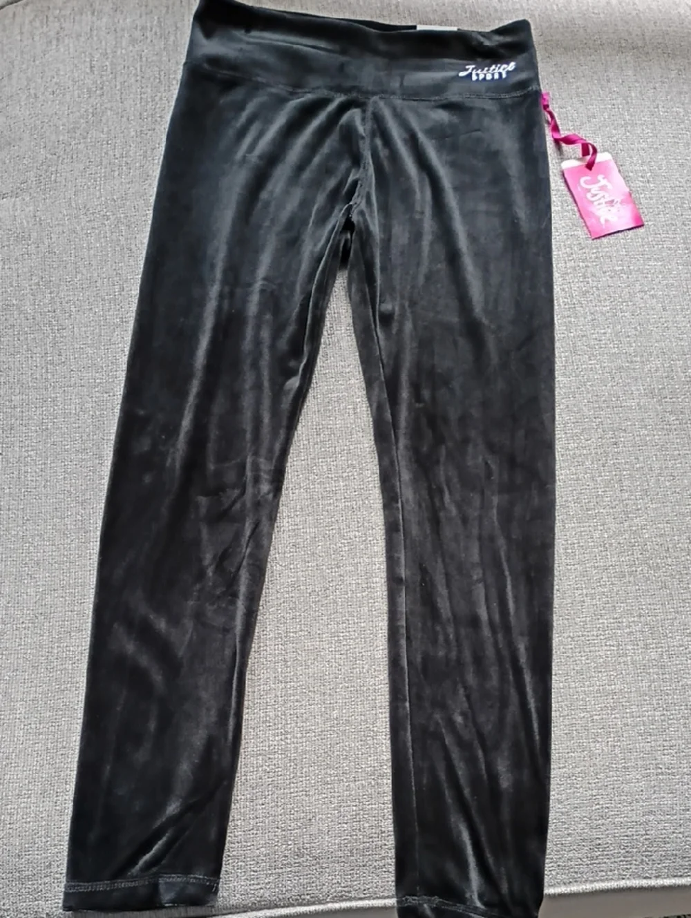 NWT Girl's L Justice Velvet Black Leggings